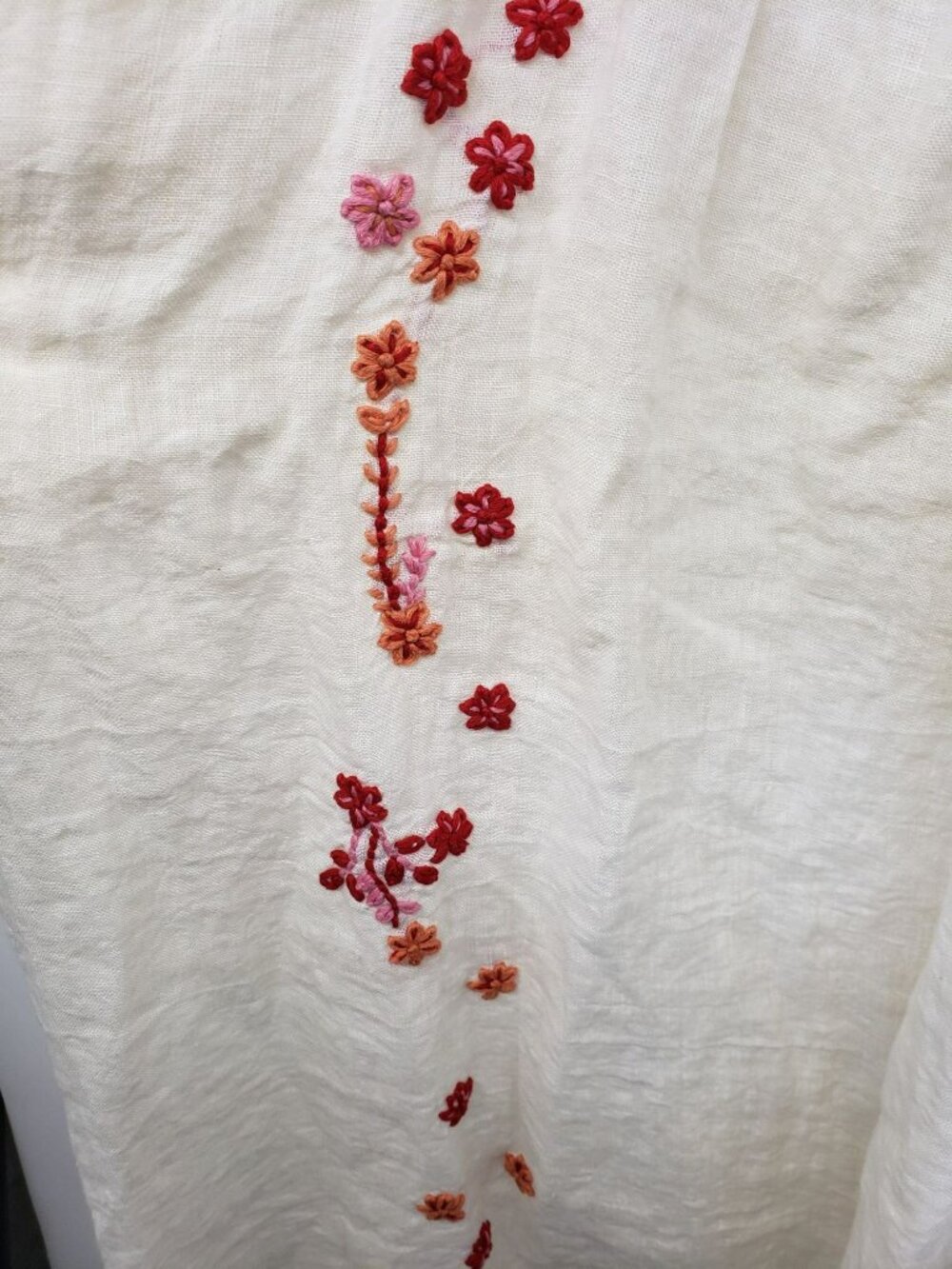 Tach Clothing Raffaella Free People White Pink Linen Floral Embroidered Dress - Picture 13 of 16